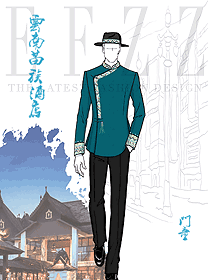 酒店度假村門童斜襟單排扣春秋制服工服設(shè)計圖