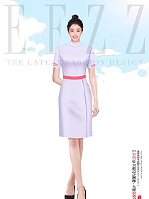 女夏季短袖美容院接待空姐制服設計效果圖