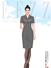 高端女職業(yè)連衣裙套裝空姐服裝設(shè)計效果圖