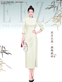 古風女子氣質(zhì)米黃色旗袍秀