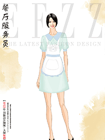 飯店餐廳服務(wù)員短袖女仆裝咖啡廳工作服手繪設(shè)計(jì)圖