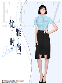 辦公女郎職業(yè)短袖襯衫服裝設計效果圖