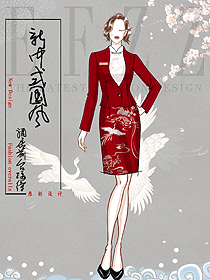 古典中式酒店大堂總臺服務(wù)員制服定制設(shè)計效果圖