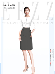 灰白色秋冬季女裝新款時尚氣質(zhì)中袖辦公OL女裝