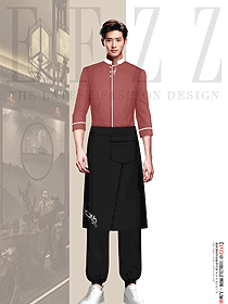 燒烤餐廳快餐店服務(wù)員工作服長袖款定制