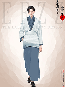原創(chuàng)漢服男魏晉制改良古裝中國風(fēng)手繪服裝設(shè)計(jì)圖