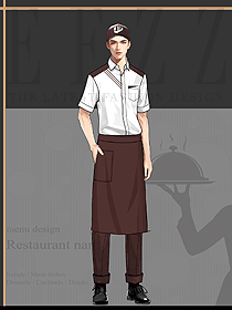 奶茶西餐廳快餐咖啡廳男服務(wù)生工作服定制設(shè)計(jì)圖