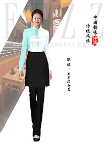 夏季餐飲西餐廳女服務生襯衫款工作服定制設計圖
