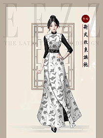 少女年輕款復(fù)古優(yōu)雅國風(fēng)日常手繪服裝定制效果圖