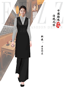傳統酒店餐廳女服務生制服制服設計圖