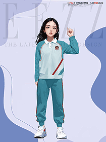長袖翻領T恤運動款小學生校服手繪設計圖