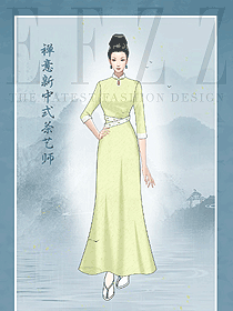 女士夏季款高端新中式旗袍定制設(shè)計(jì)手繪圖