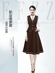 OL通勤長袖顯瘦中長款馬甲假兩件套定制設計圖