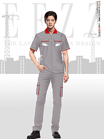 灰色反光防靜電工作服夏季短袖勞保服
