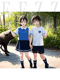 藍色短袖班服套裝小學生校服夏裝