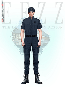 藏藍色短袖速干保安工作服夏款套裝設計圖