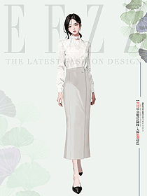 秋季真絲白色緞面襯衣長(zhǎng)袖女襯衫職業(yè)裝手繪設(shè)計(jì)