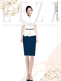 職業裝白襯衫女短袖正裝夏季兩件套裙原創設計圖