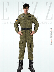 草綠色迷彩服男套裝軍訓服外套男款獵裝套裝定制設計圖