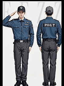 新式保安服春秋夾克款套裝保安門衛工作制服定制圖
