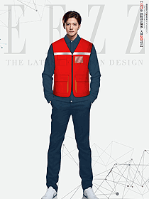 路政紅色工作服馬甲定制logo夜間反光馬夾制服設計圖