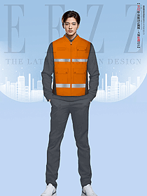 反光條口袋馬甲工作服建筑裝修施工橙色馬夾款設(shè)計(jì)圖
