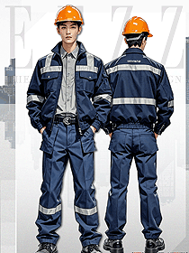 深藍(lán)色反光衣防靜電耐磨工作服緊急搜救搶險(xiǎn)服