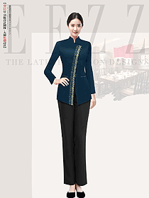 酒店新款中式餐廳服務(wù)員工作服設(shè)計(jì)圖案例