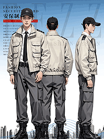 復古工裝短款夾克男保安制服立體口袋設(shè)計