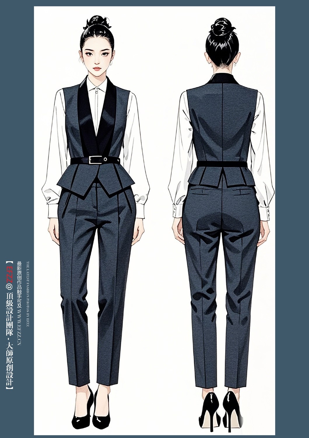 時尚穿搭輕熟風通勤套裝女士簡約職場服裝