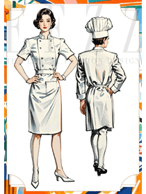 酒店餐飲專(zhuān)業(yè)廚房廚師女款服裝設(shè)計(jì)圖
