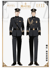 上海星級酒店立領(lǐng)中山裝款門童制服定制手繪作品
