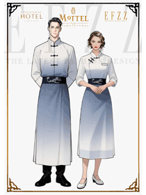 新中式典雅風酒店中餐廳服務員制服設計