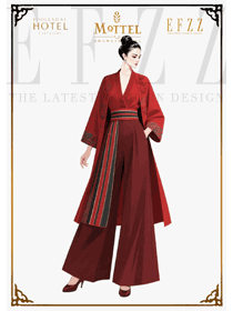 東方長袍邂逅現(xiàn)代闊腿，酒店咨客制服的風(fēng)格突破