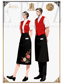 紅黑花卉韻：度假酒店員工制服的細節匠心
