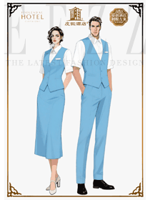 “淺藍沁心”：度假酒店清新服務制服設計圖